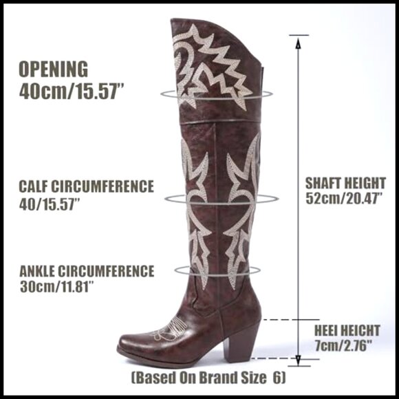 Western Over-the-Knee Boots Square Toe Embroidered Chunky Heel Riding Boots
